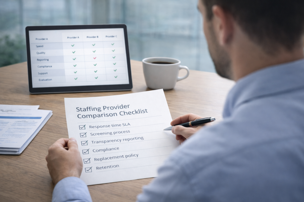 השוואת ספקי עובדים במשרד מנהל כוח אדם