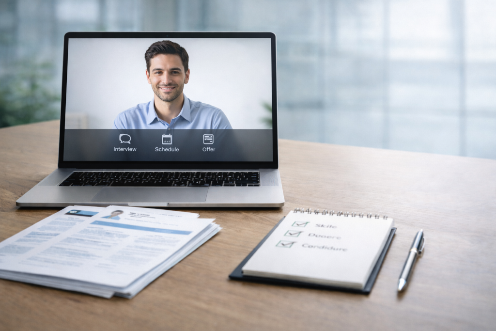 ראיון מרחוק במשרד מודרני של חברת כוח אדם