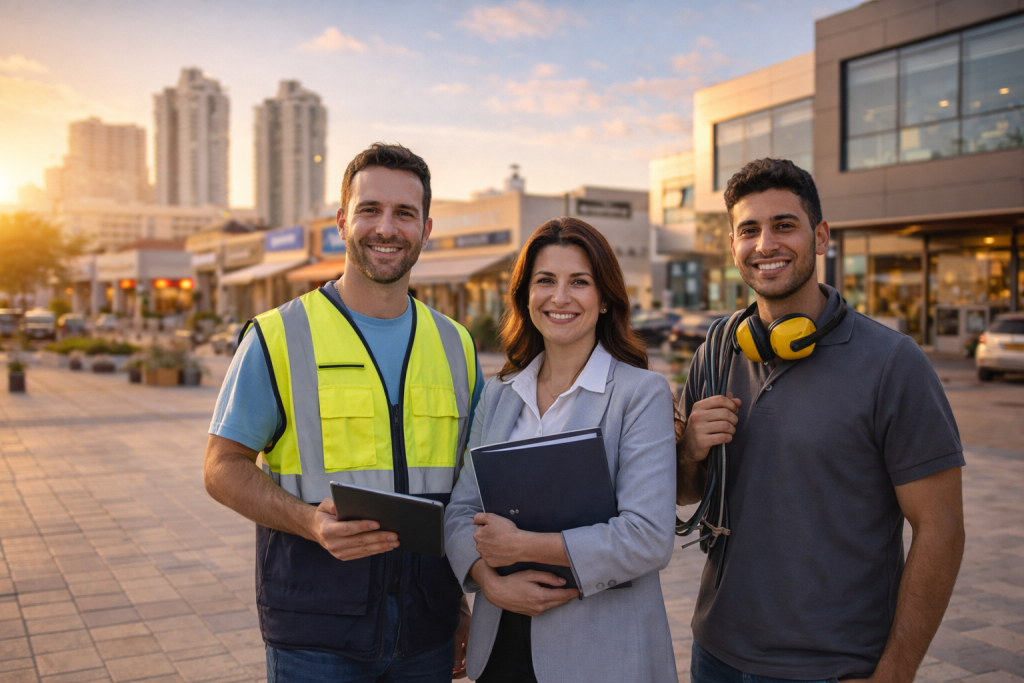 שלושה אנשי מקצוע גיוס כוח אדם בראשון לציון בשקיעה